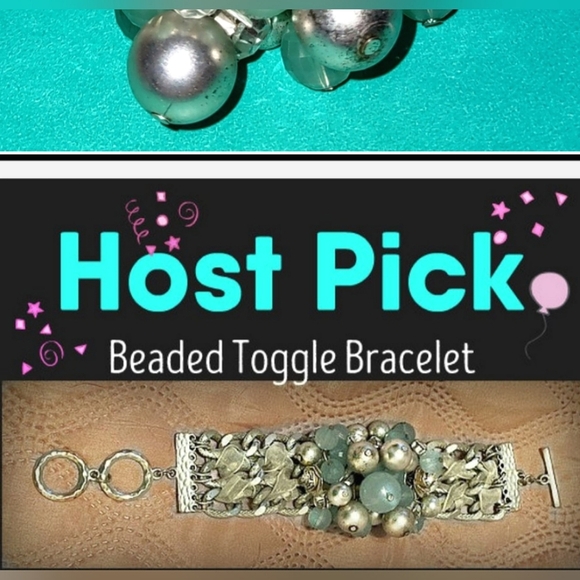 HP Aqua & Silver Bead Braided Cluster Bracelet - Picture 9 of 14